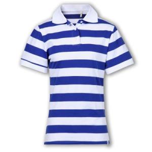Women's Blue Collar Striped Polo Shirt-laukexin